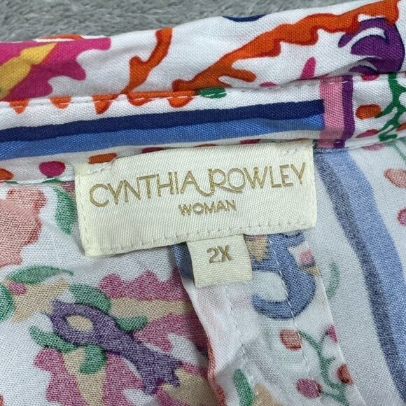 Cynthia Rowley Womens Multicolor Patterned Button-Up Shirt Plus 2X a0465 - Picture 2 of 7